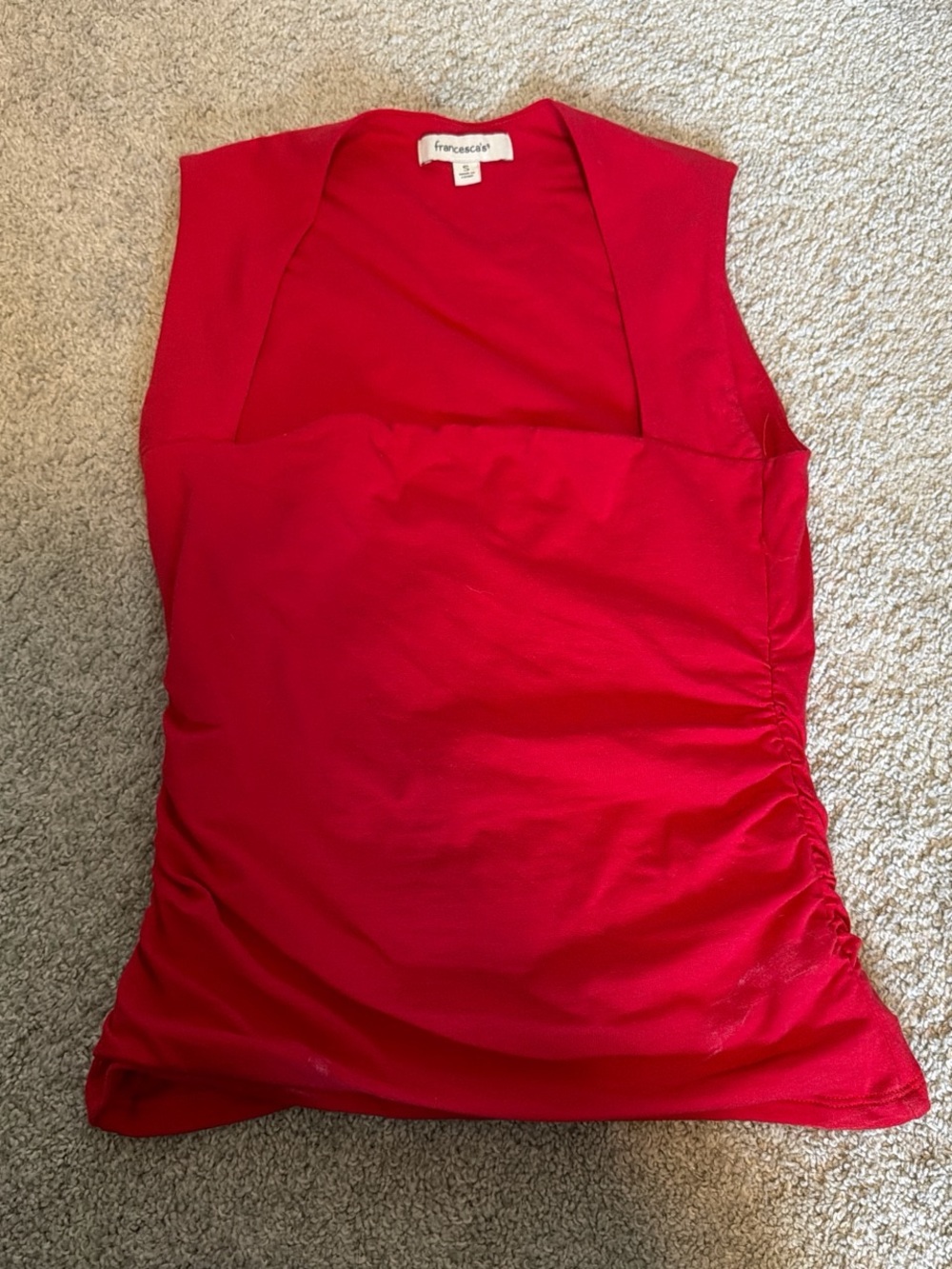 Francesca's Collections Red Sleeveless Ruched Women’s Top